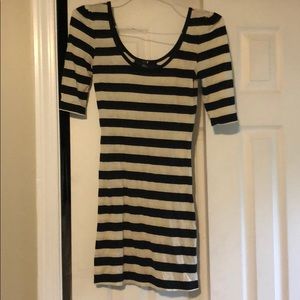 Black and white striped dress